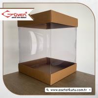25x25x30 Kraft Karton & Asetat Kutu