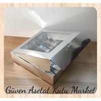 [16 Bölmeli] 25x25x5 Gümüş Pencereli Karton Kutu