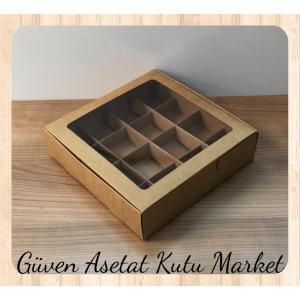 [16 Bölmeli] 25x25x5 Kraft Pencereli Karton Kutu
