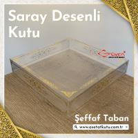 25x25x5 Gold Saray Desenli, Şeffaf Tabanlı Kutu