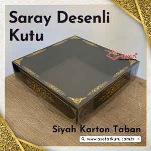 25x25x5 Gold Saray Desenli, Siyah Karton Tabanlı Kutu