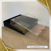 25x25x5 Gold Saray Desenli, Siyah Karton Tabanlı Kutu