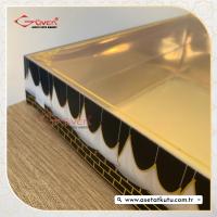 25x25x5 Kabe Örtüsü Desenli, Gold Metalize Karton Tabanlı Kutu