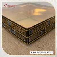 25x25x5 Kabe Yazısı Desenli, Gold Metalize Karton Tabanlı Kutu
