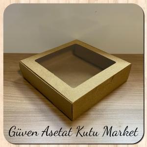 25x25x5 Kraft Pencereli Karton Kutu 