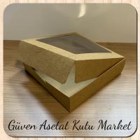25x25x5 Kraft Pencereli Karton Kutu 