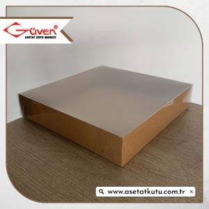 25x25x5 Altı Kraft Karton Üstü Asetat Kutu