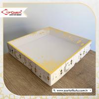 25x25x5 Beyaz Yaldız Baskılı, Beyaz Tabanlı Kutu
