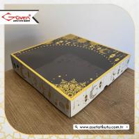 25x25x5 Beyaz Yaldız Baskılı, Siyah Tabanlı Kutu