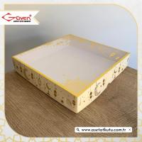 25x25x5 Krem Yaldız Baskılı, Beyaz Tabanlı Kutu