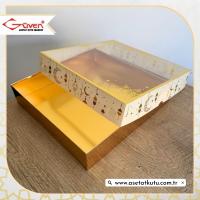 25x25x5 Krem Yaldız Baskılı, Gold Tabanlı Kutu