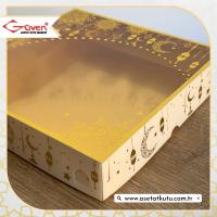 25x25x5 Krem Yaldız Baskılı, Gold Tabanlı Kutu