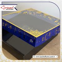 25x25x5 Lacivert Yaldız Baskılı, Siyah Tabanlı Kutu