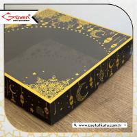 25x25x5 Siyah Yaldız Baskılı, Siyah Tabanlı Kutu