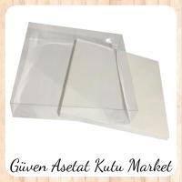 25x25x7 Altı Beyaz Karton Üstü Asetat Kutu