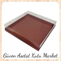 25x25x7 Altı Bordo Karton Üstü Asetat Kutu