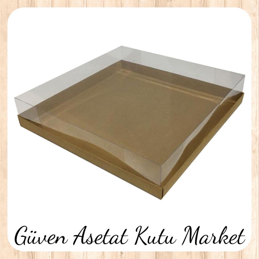 25x25x7 Altı Kraft Karton Üstü Asetat Kutu