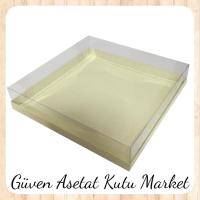 25x25x7 Altı Krem Karton Üstü Asetat Kutu