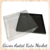 25x25x7 Altı Siyah Karton Üstü Asetat Kutu