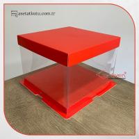 26x26x18 Kırmızı Karton ve Asetat Kutu (HM33)