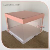 26x26x18 Pembe Yarı Karton Yarı Asetat Kutu (HM13)