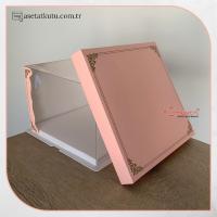 26x26x18 Pembe Yarı Karton Yarı Asetat Kutu (HM13)