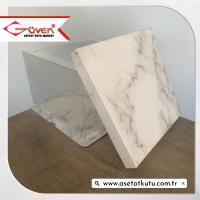 26x26x18 Beyaz Mermer Desenli Karton ve Asetat Kutu (HM46)