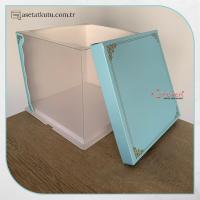 26x26x24 Mavi Yarı Karton Yarı Asetat Kutu (HM16)