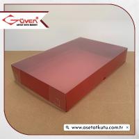 26x40x6.5 Altı Bordo Karton Üstü Asetat Kutu