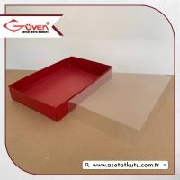 26x40x6.5 Altı Bordo Karton Üstü Asetat Kutu