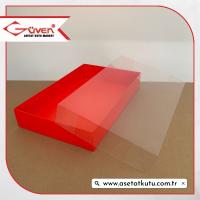 26x40x6.5 Altı Kırmızı Karton Üstü Asetat Kutu