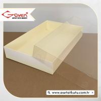 26x40x6.5 Altı Krem Karton Üstü Asetat Kutu