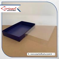 26x40x6.5 Altı Lacivert Karton Üstü Asetat Kutu