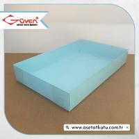 26x40x6.5 Altı Mavi Karton Üstü Asetat Kutu