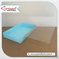 26x40x6.5 Altı Mavi Karton Üstü Asetat Kutu