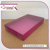 26x40x6.5 Altı Mor Karton Üstü Asetat Kutu