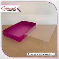 26x40x6.5 Altı Mor Karton Üstü Asetat Kutu