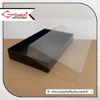 26x40x6.5 Altı Siyah Karton Üstü Asetat Kutu