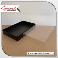 26x40x6.5 Altı Siyah Karton Üstü Asetat Kutu