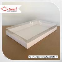 26x40x6 Altı İnce Beyaz  Karton Üstü Asetat Kutu