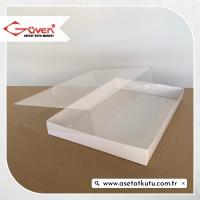 26x40x6 Altı İnce Beyaz  Karton Üstü Asetat Kutu