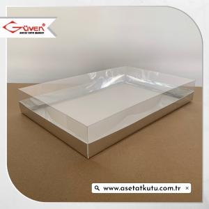 26x40x6 Altı İnce Gümüş Metalize Üstü Asetat Kutu