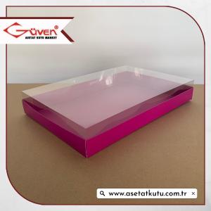 26x40x6 Altı İnce Mor Karton Üstü Asetat Kutu