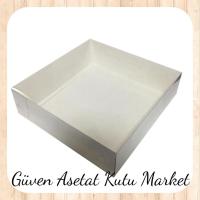 30x30x10 Altı Beyaz Karton Üstü Asetat Kutu