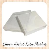 30x30x10 Altı Beyaz Karton Üstü Asetat Kutu