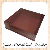 30x30x10 Altı Bordo Karton Üstü Asetat Kutu