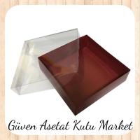 30x30x10 Altı Bordo Karton Üstü Asetat Kutu