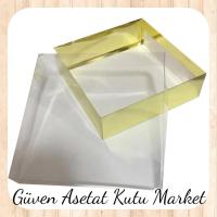 30x30x10 Altı Gold Karton Üstü Asetat Kutu