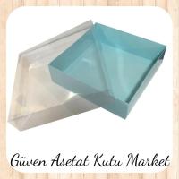 30x30x10 Altı Mavi Karton Üstü Asetat Kutu