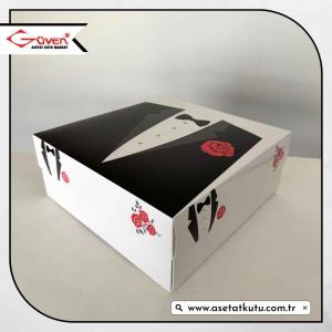 30x30x10 Damat Bohça Kutusu (Beyaz Tabanlı)